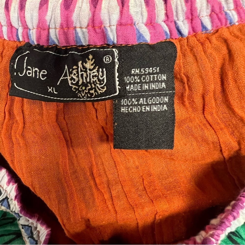 Jane Ashley Boho Tiered Maxi Skirt XL Colorful Festival Cotton India - Picture 2 of 6